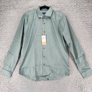 Stitch Note Shirt Mens Small Green Long Sleeve Button Up *NWT*